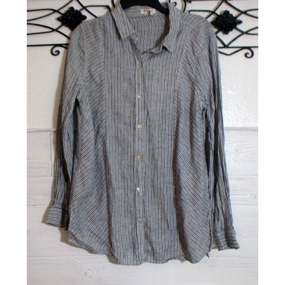 Artisan NY Linen Top Women's Size M Multicolor Striped Button Up